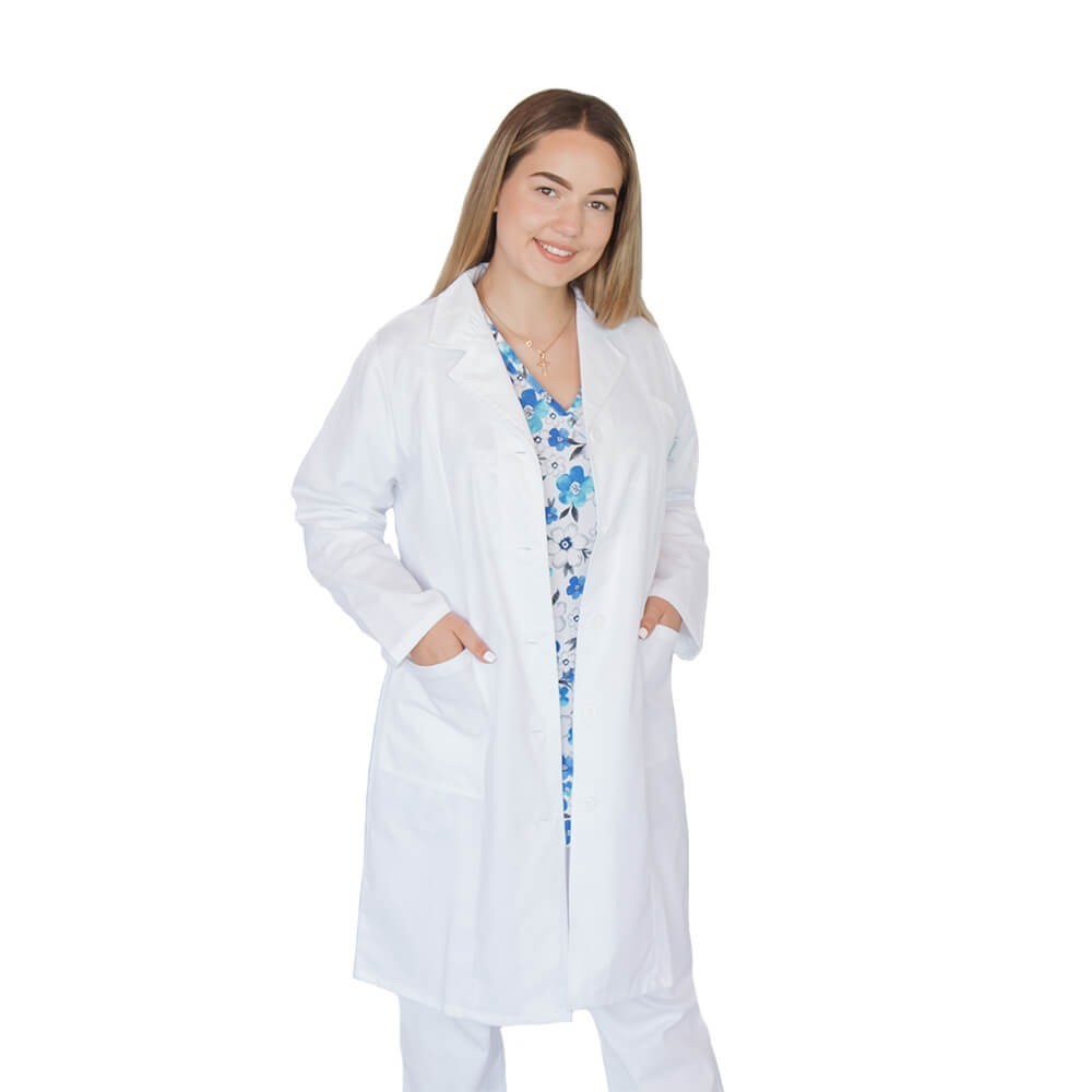 Halat alb cu maneca lunga, pentru femei - C17