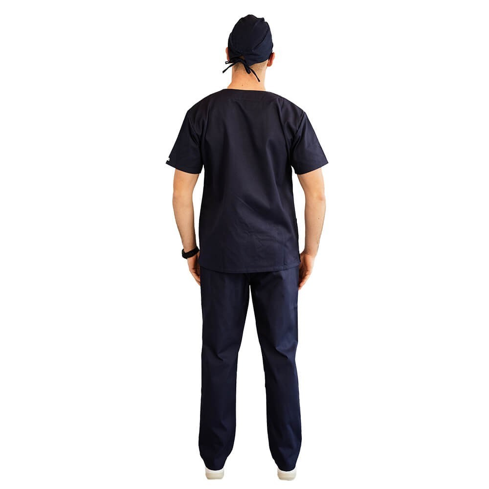Costum medical Lotus 2, Basic 1, pantalon cu snur, bleumarin