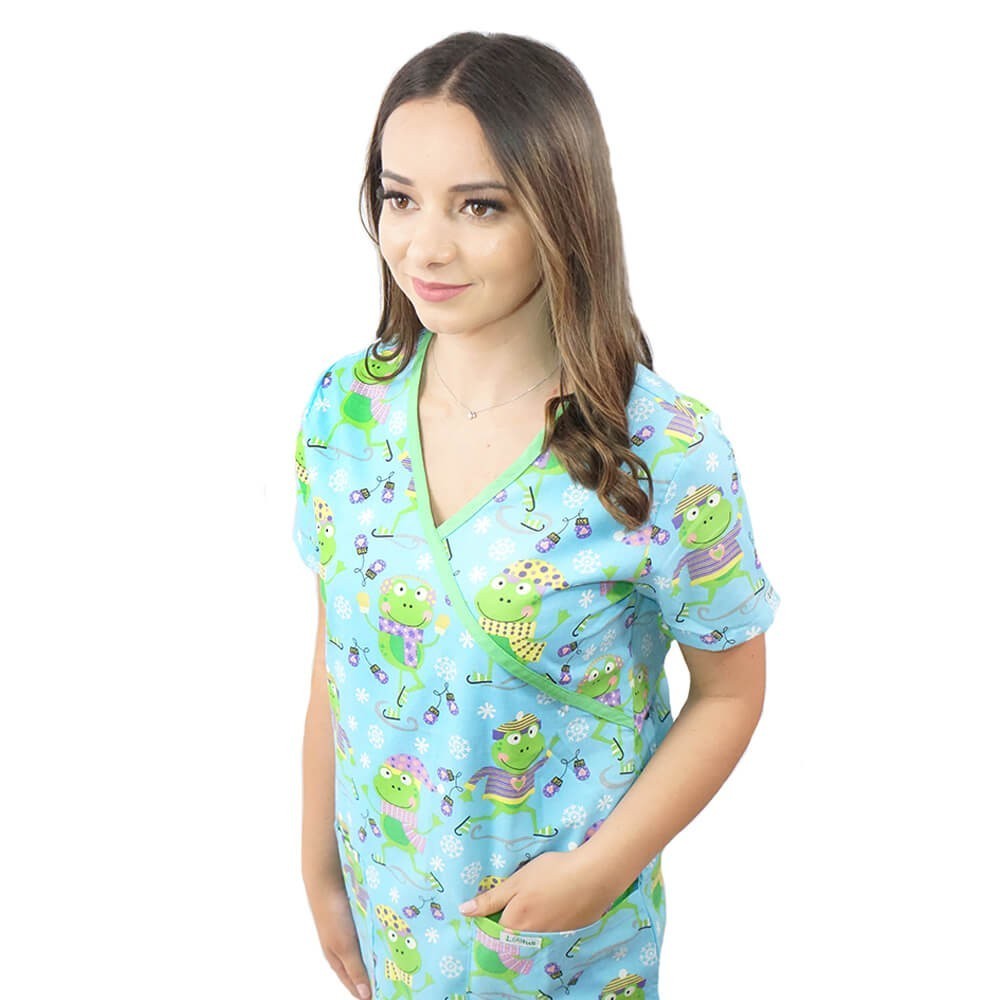 Bluza medicala imprimata Lotus 1, Flurry Frog