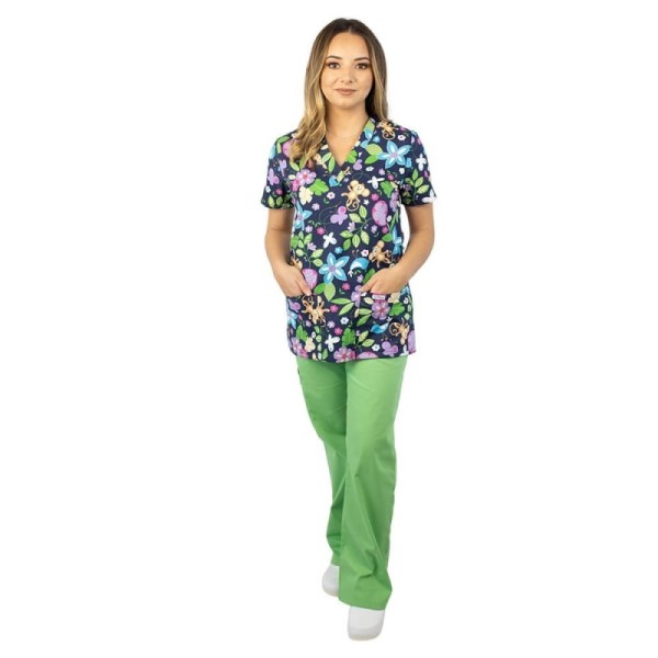 Bluza medicala imprimata Lotus 1