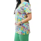 Bluza medicala imprimata Lotus 1, Mazy Flower