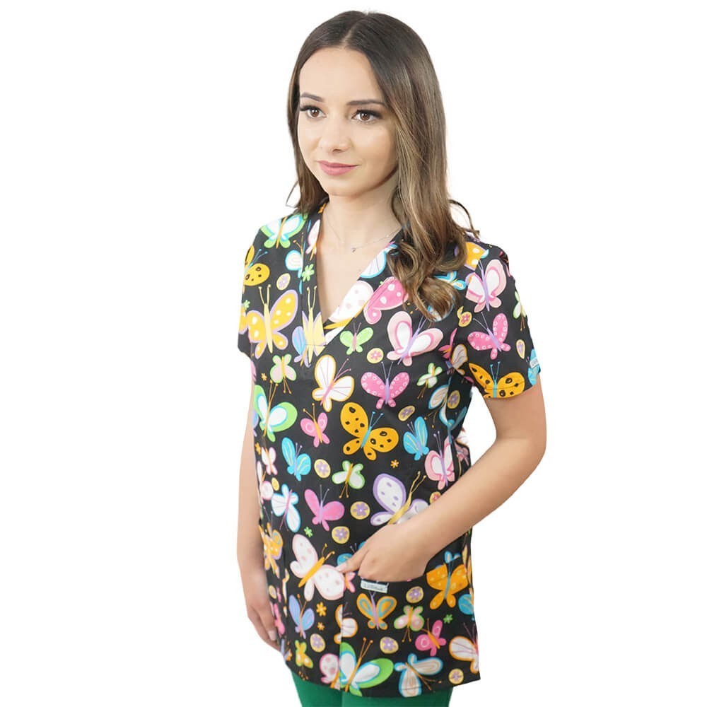 Bluza medicala imprimata Lotus 1