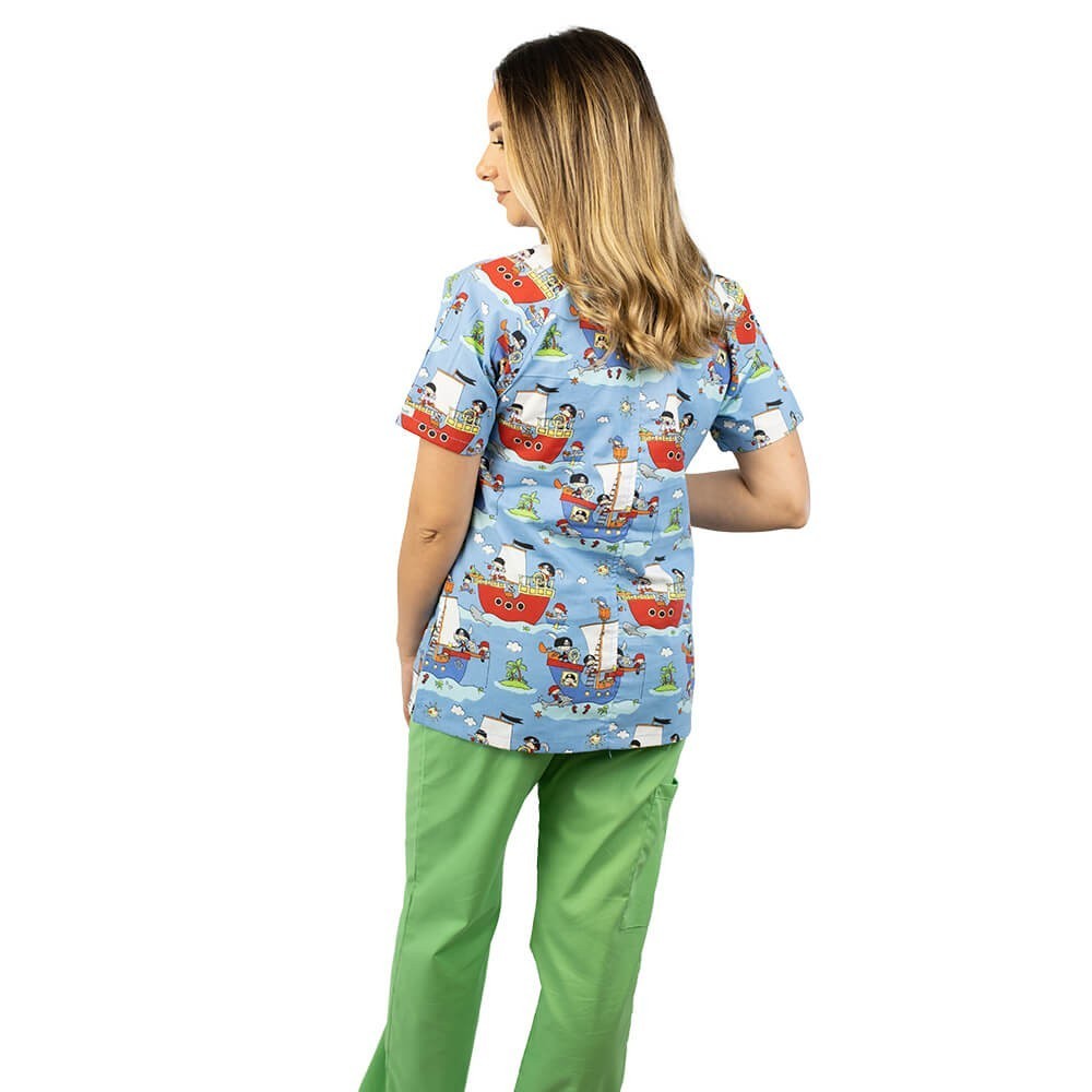 Bluza medicala imprimata Lotus 1, Pirate