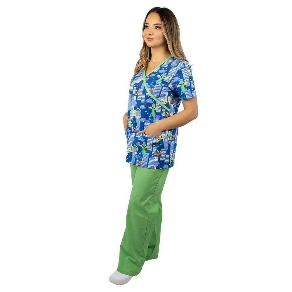 Bluza medicala imprimata Lotus 1, Dino City