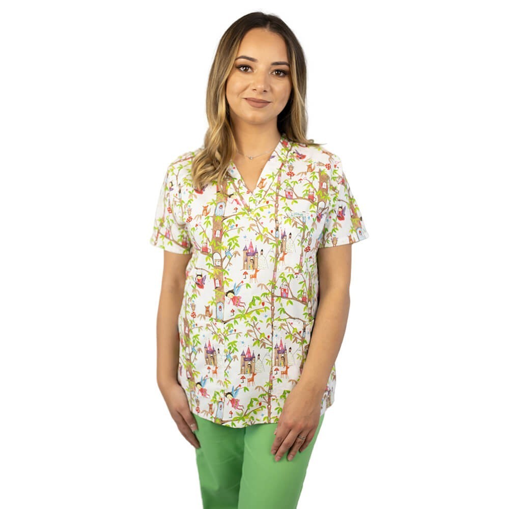 Bluza medicala imprimata Lotus 1