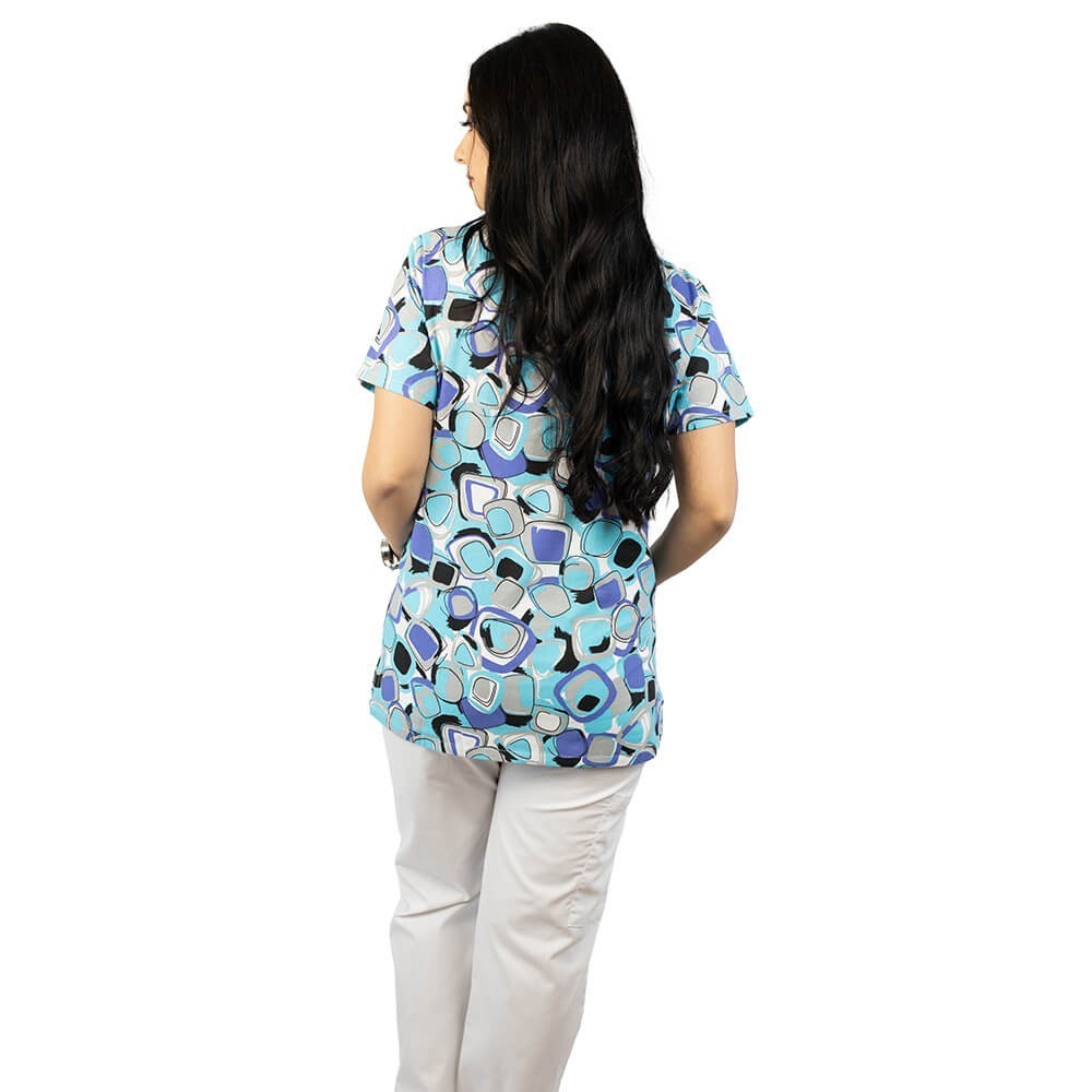 Bluza medicala imprimata Lotus 1, Geometry Style