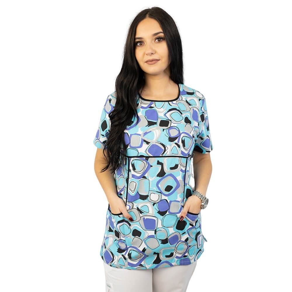 Bluza medicala imprimata Lotus 1, Geometry Style