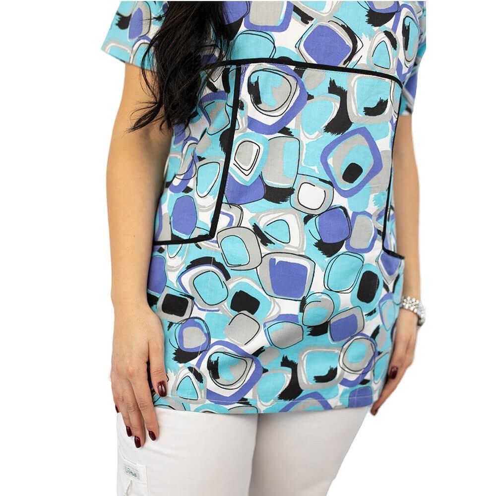 Bluza medicala imprimata Lotus 1, Geometry Style