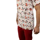 Bluza medicala imprimata Lotus 1, editie speciala de Craciun, Penguin