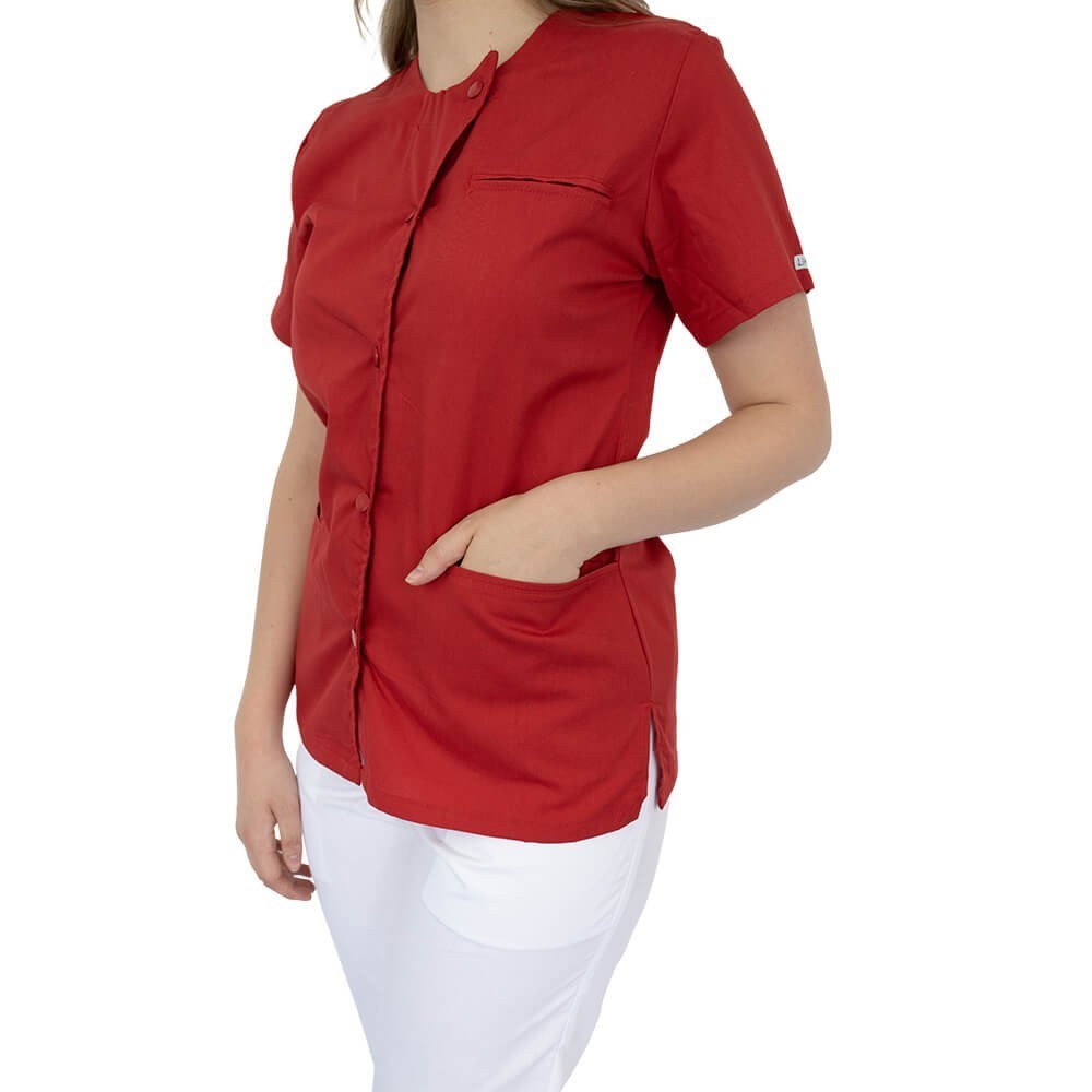 Bluza asimetrica cu capse, Lotus 1, rosu