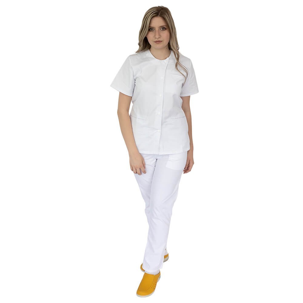 Bluza asimetrica cu capse Lotus 2, alb