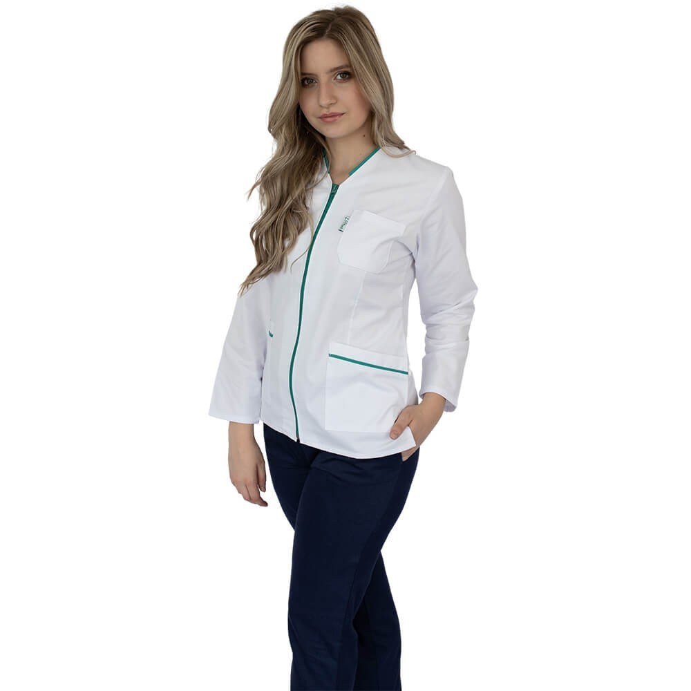 Bluza in V cu fermoar si maneca lunga