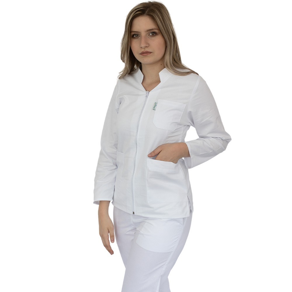 Bluza cu fermoar si guler romb