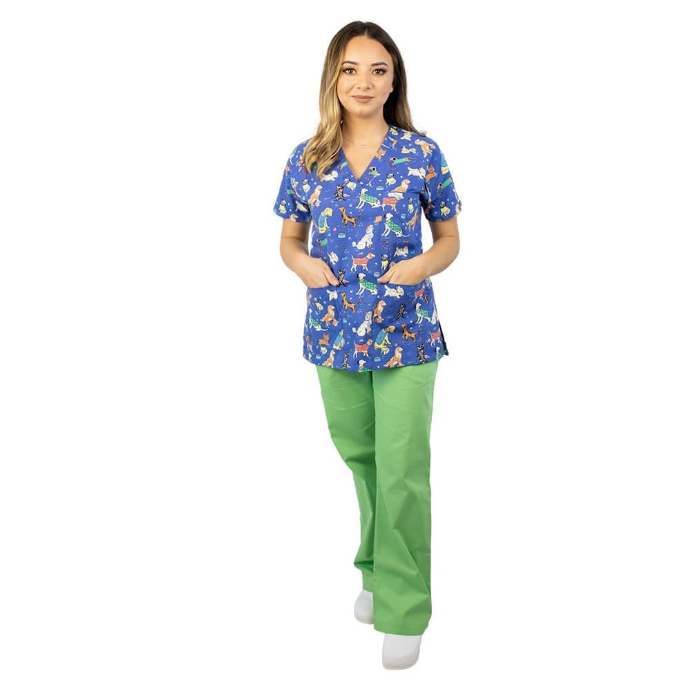 Bluza medicala imprimata Lotus 1, Puppies