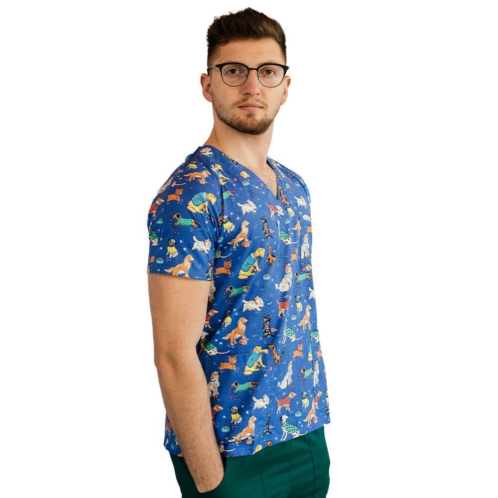 Bluza medicala imprimata Lotus 1, Puppies