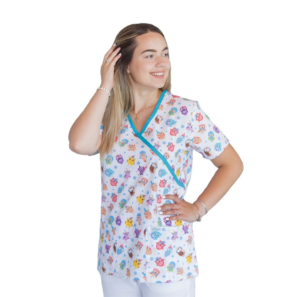 Bluza medicala imprimata Lotus 1