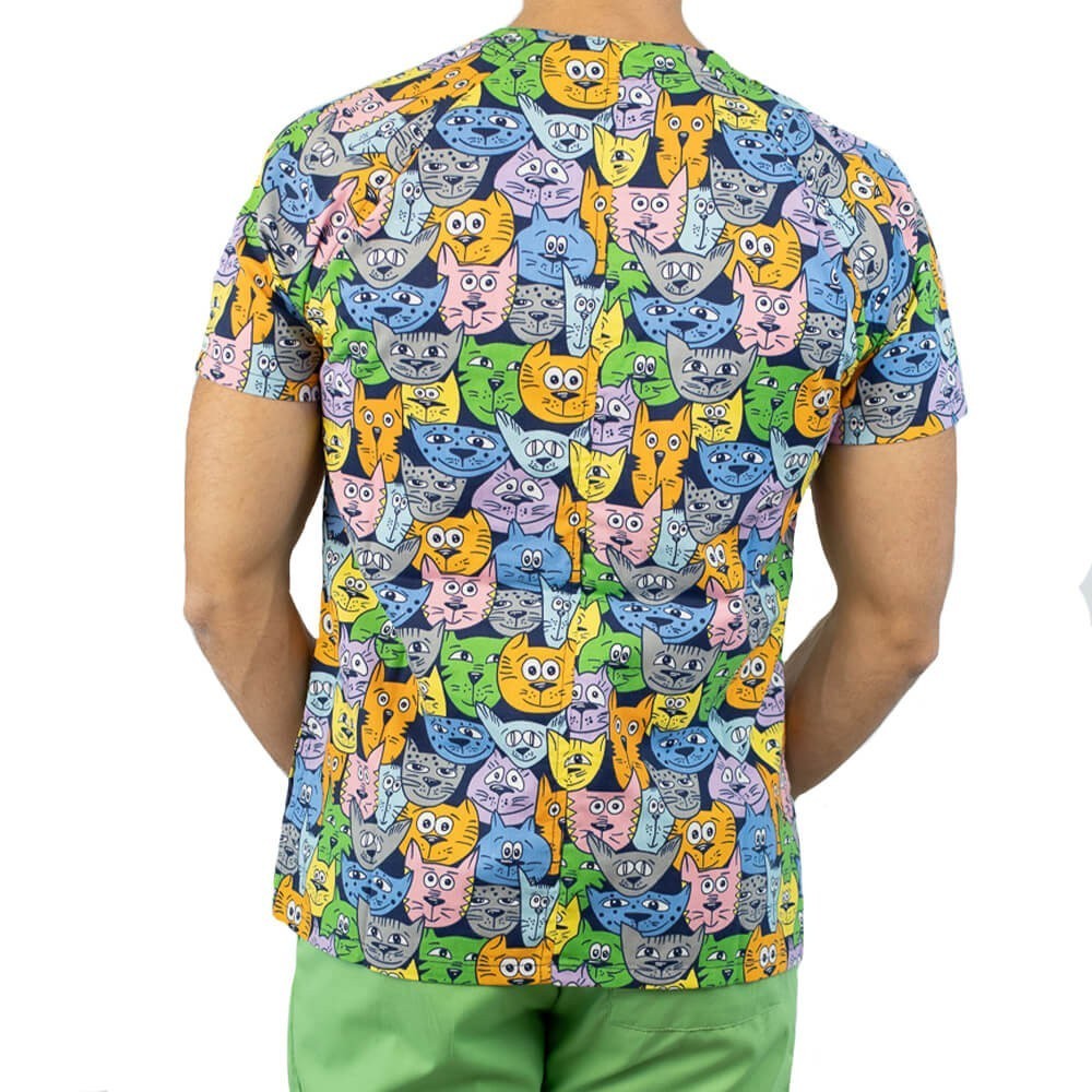 Bluza medicala imprimata Lotus 1, cu buzunar, Tomcat