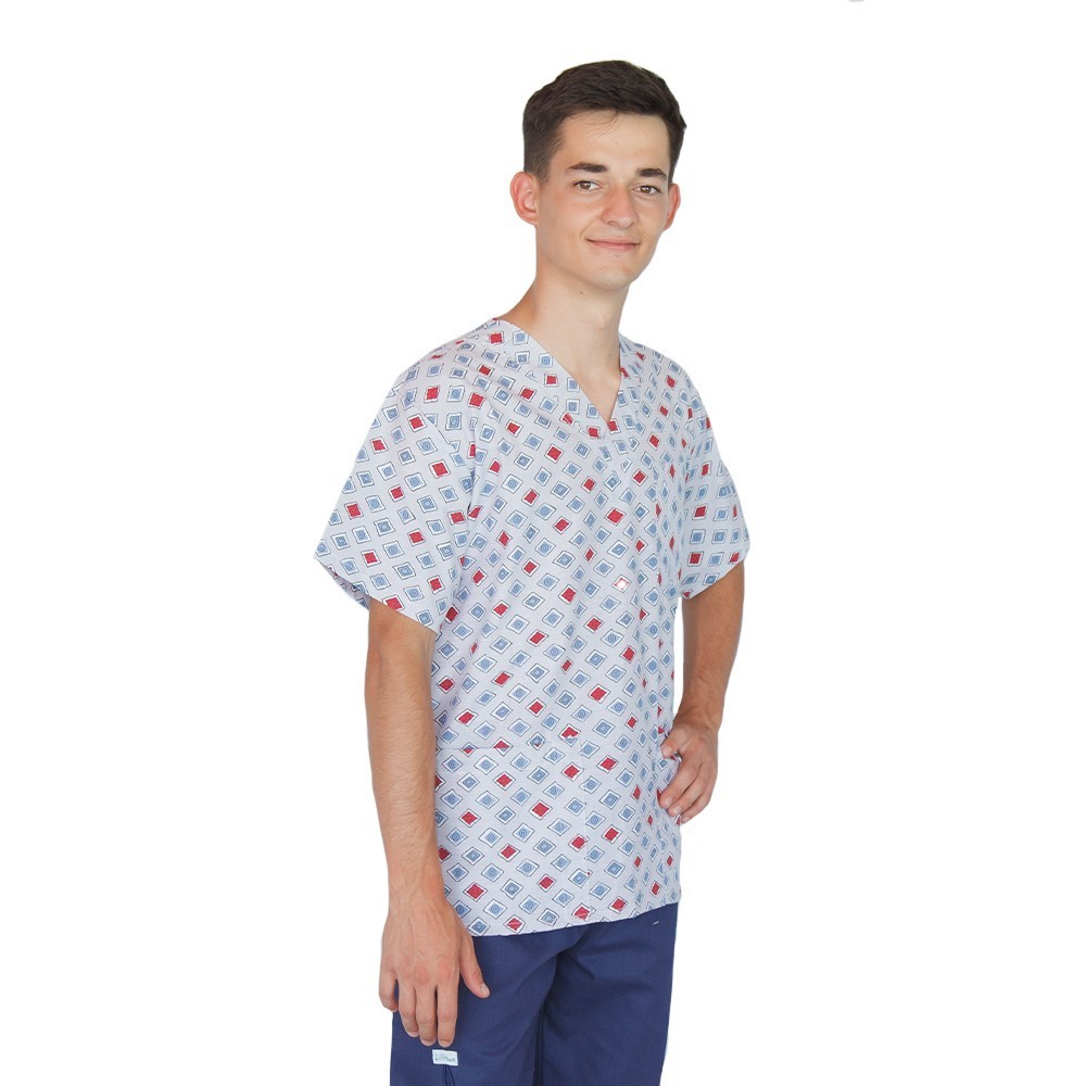 Bluza medicala imprimata Lotus 1, Red Diamond