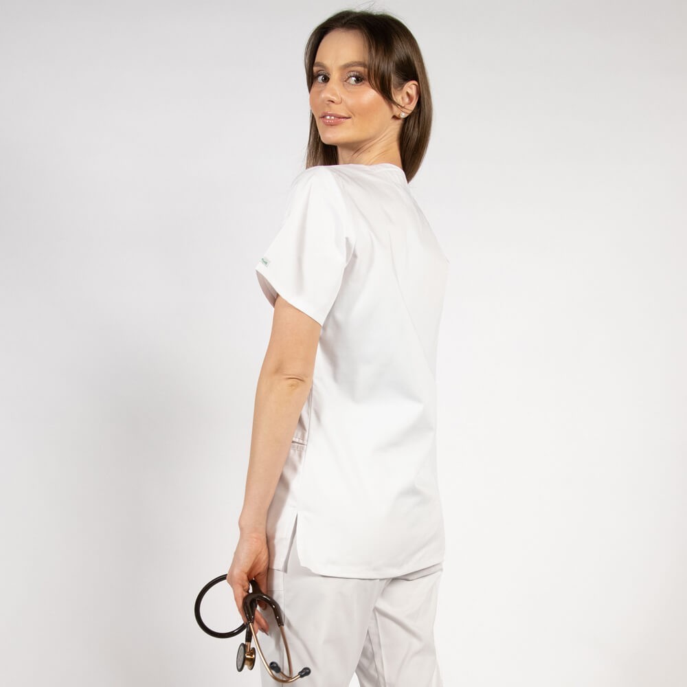 Bluza asimetrica cu capse, Lotus 1, alb