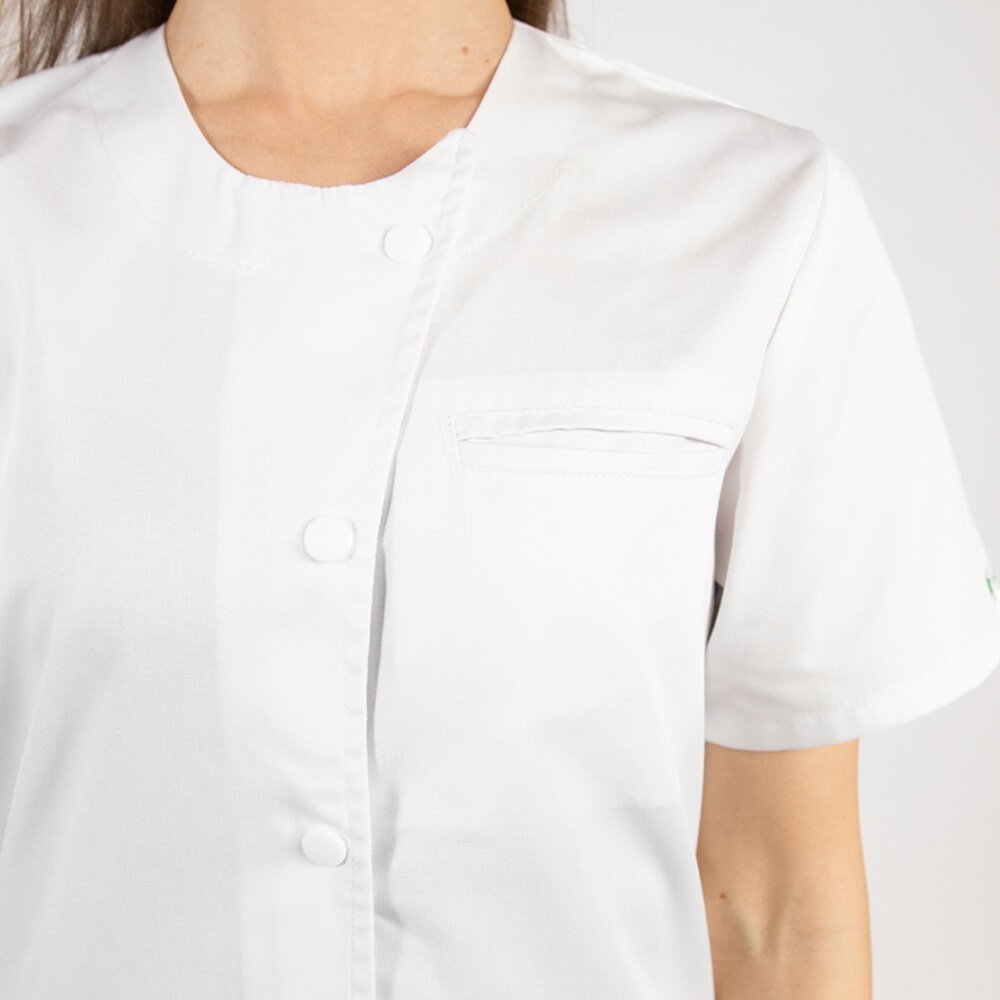 Bluza asimetrica cu capse, Lotus 1, alb