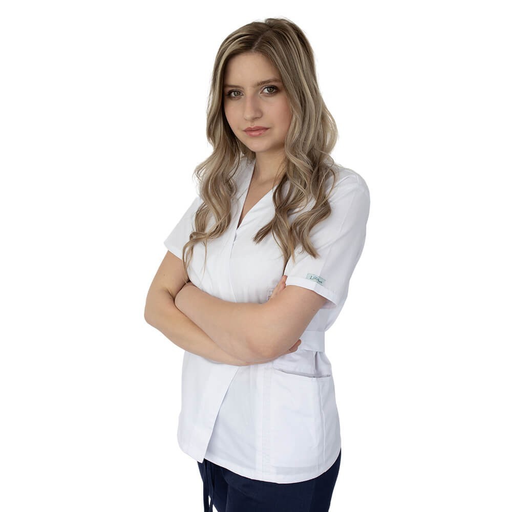 Bluza kimono cu maneca scurta Lotus 4, alb