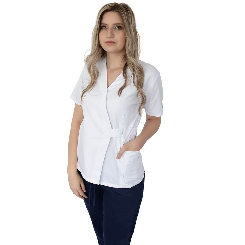 Bluza kimono cu maneca scurta Lotus 4, alb