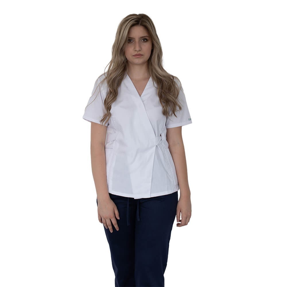 Bluza kimono cu maneca scurta Lotus 4, alb