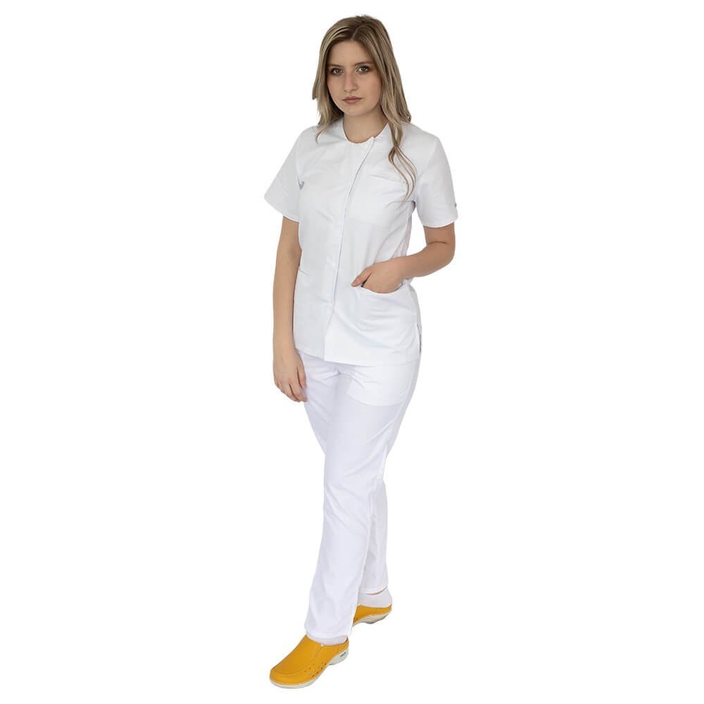 Bluza asimetrica cu capse Lotus 4, alb