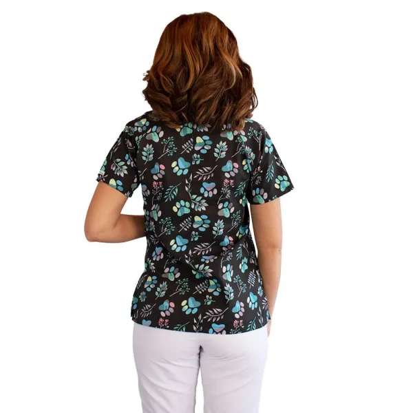 Bluza medicala imprimata Lotus 1, cu buzunar, Flower Paw
