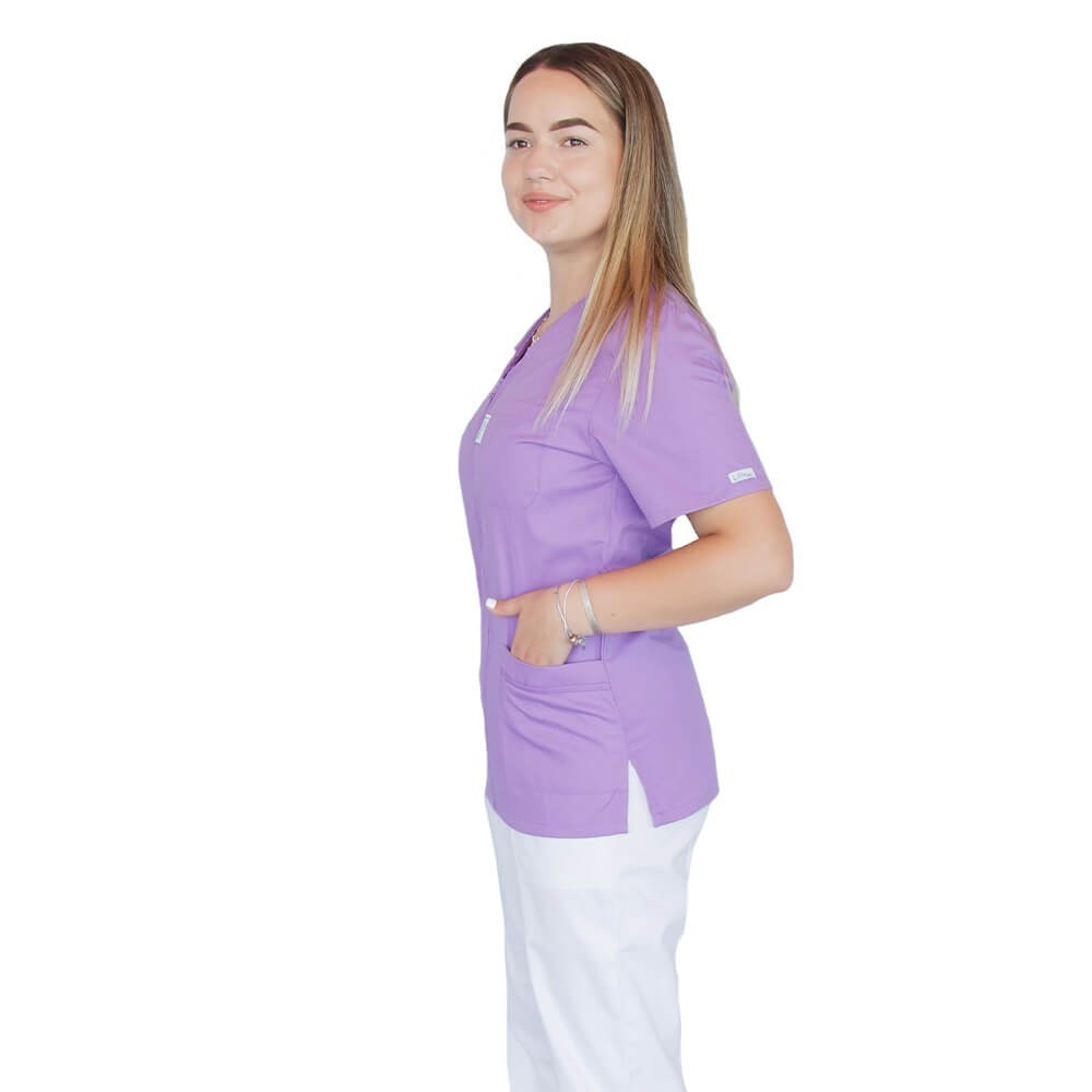 Bluza in V cu fermoar si maneca scurta