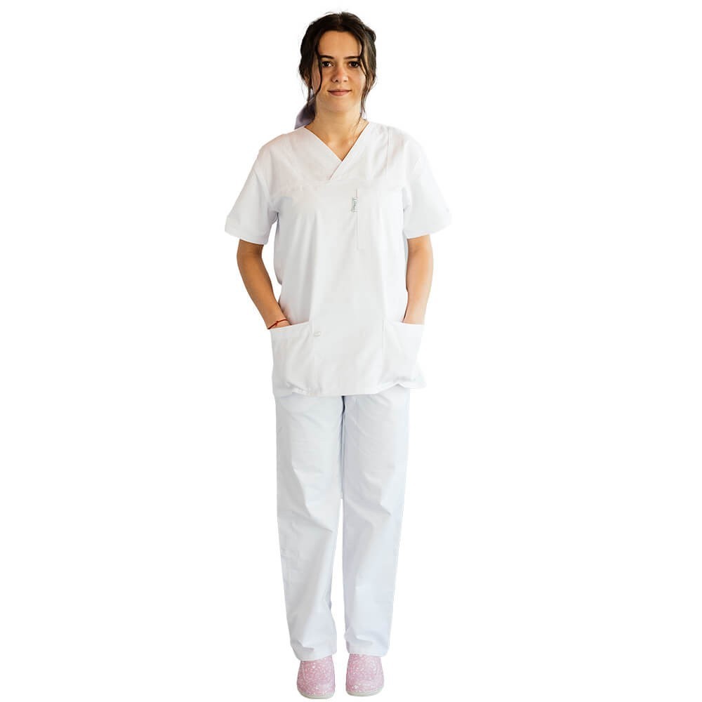 Costum medical Lotus 3, Basic 1 BBC, stretch, alb