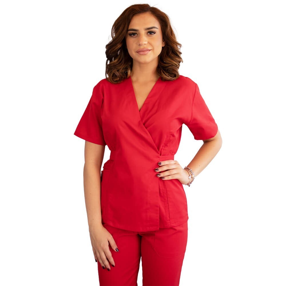 Bluza kimono cu maneca scurta Lotus 3, BBC, stretch, rosu