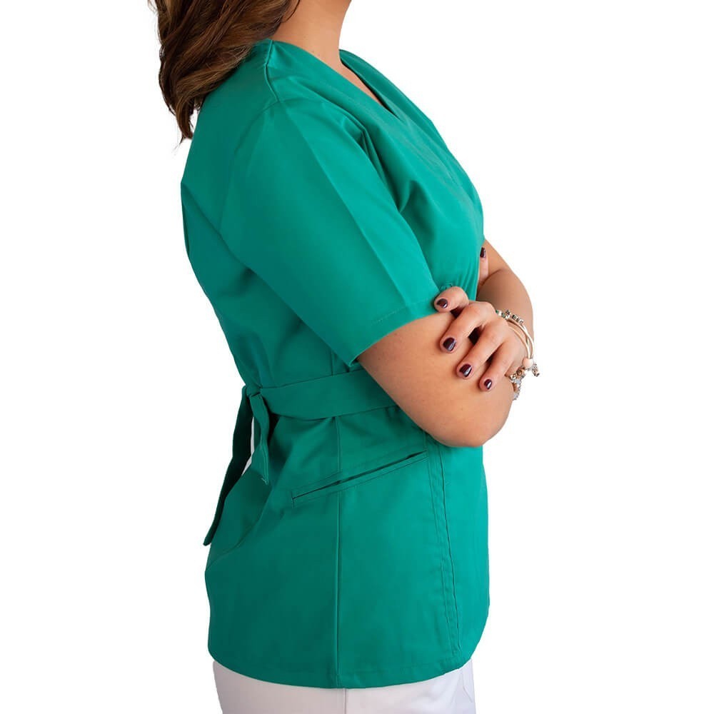 Bluza kimono cu maneca scurta Lotus 3, BBC, stretch, verde chirurgical