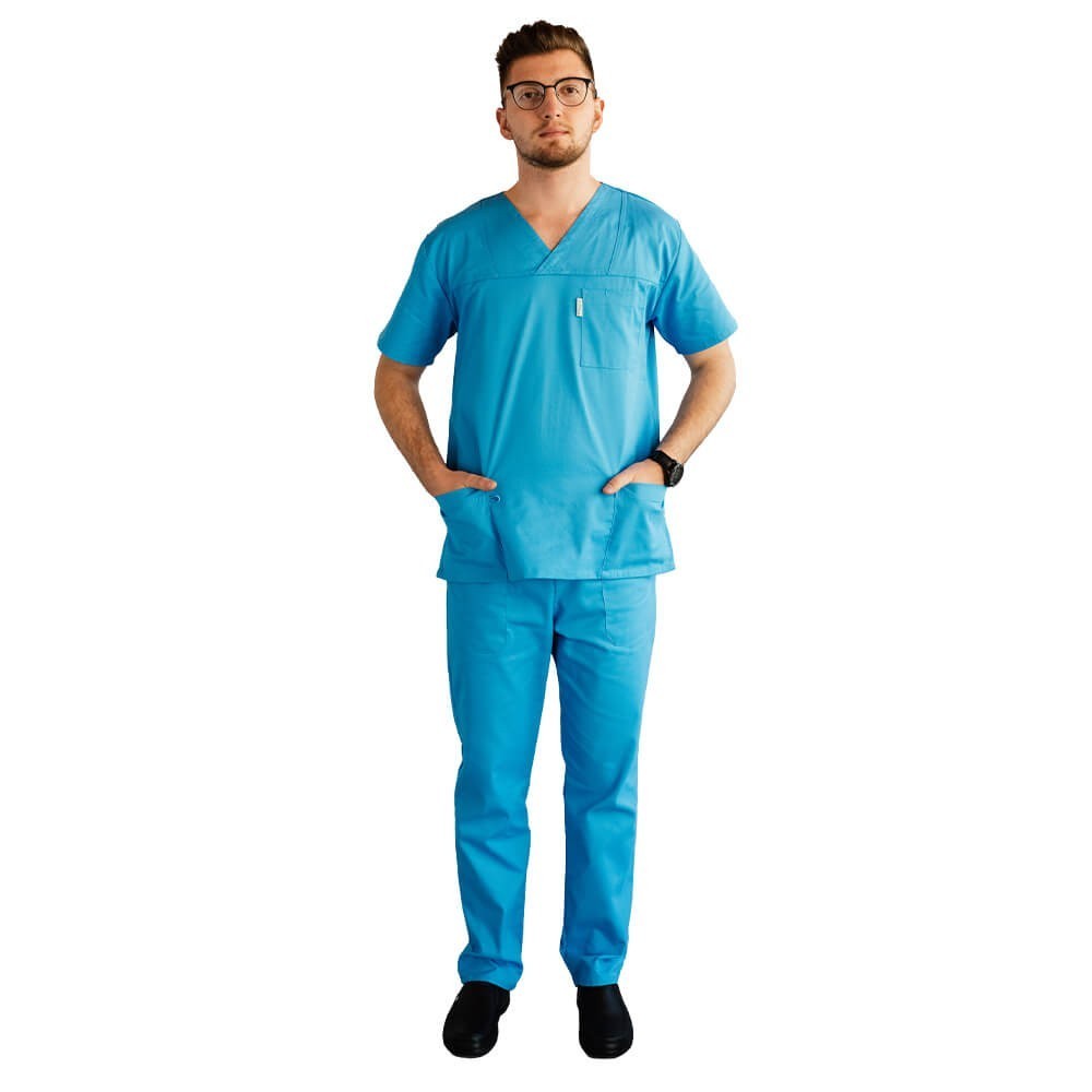 Costum medical Lotus 1, Basic 1, albastru deschis