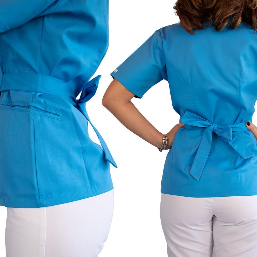 Bluza kimono cu maneca scurta, Lotus 1, albastru deschis