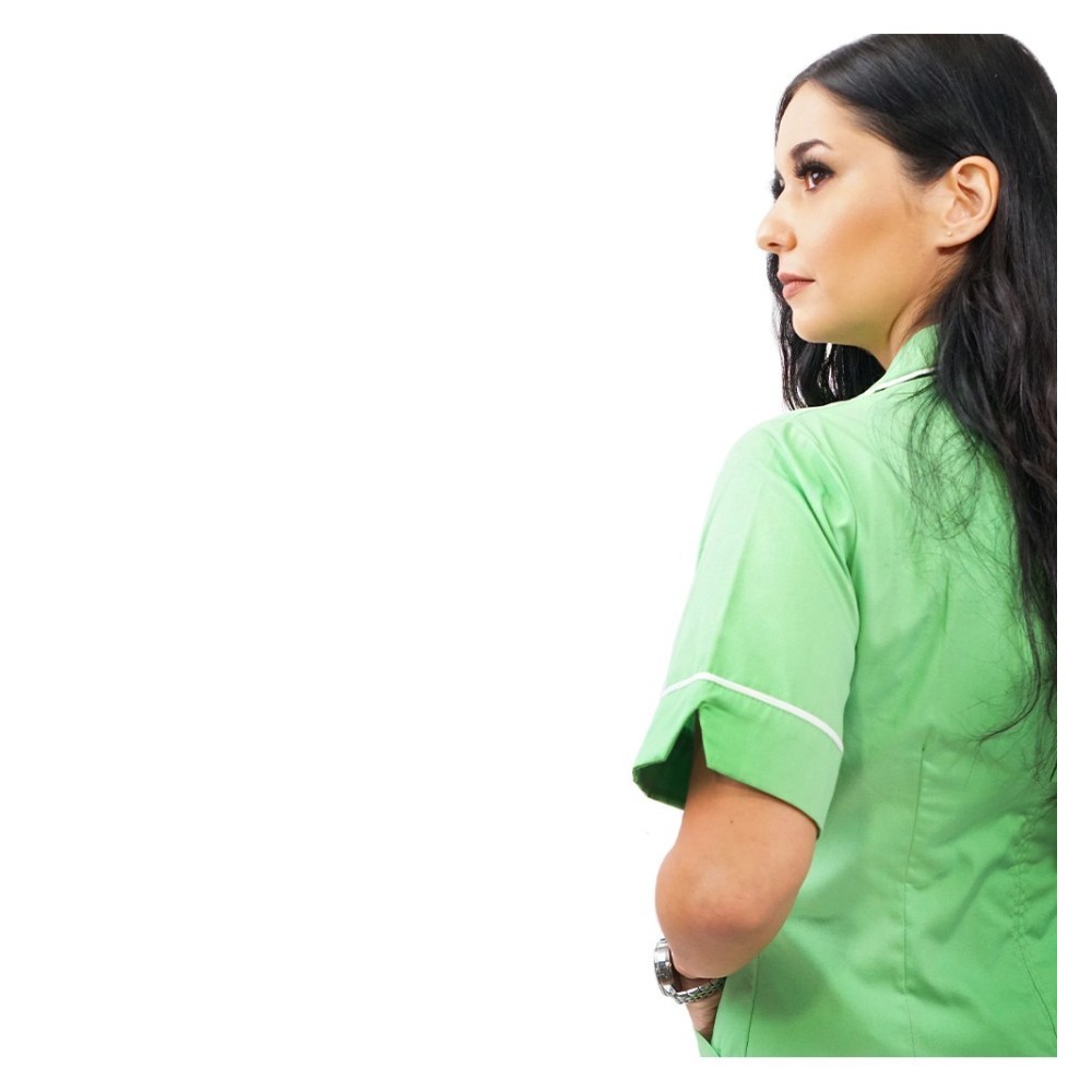 Bluza medicala capse/rever Lotus 1, LIR1, verde island