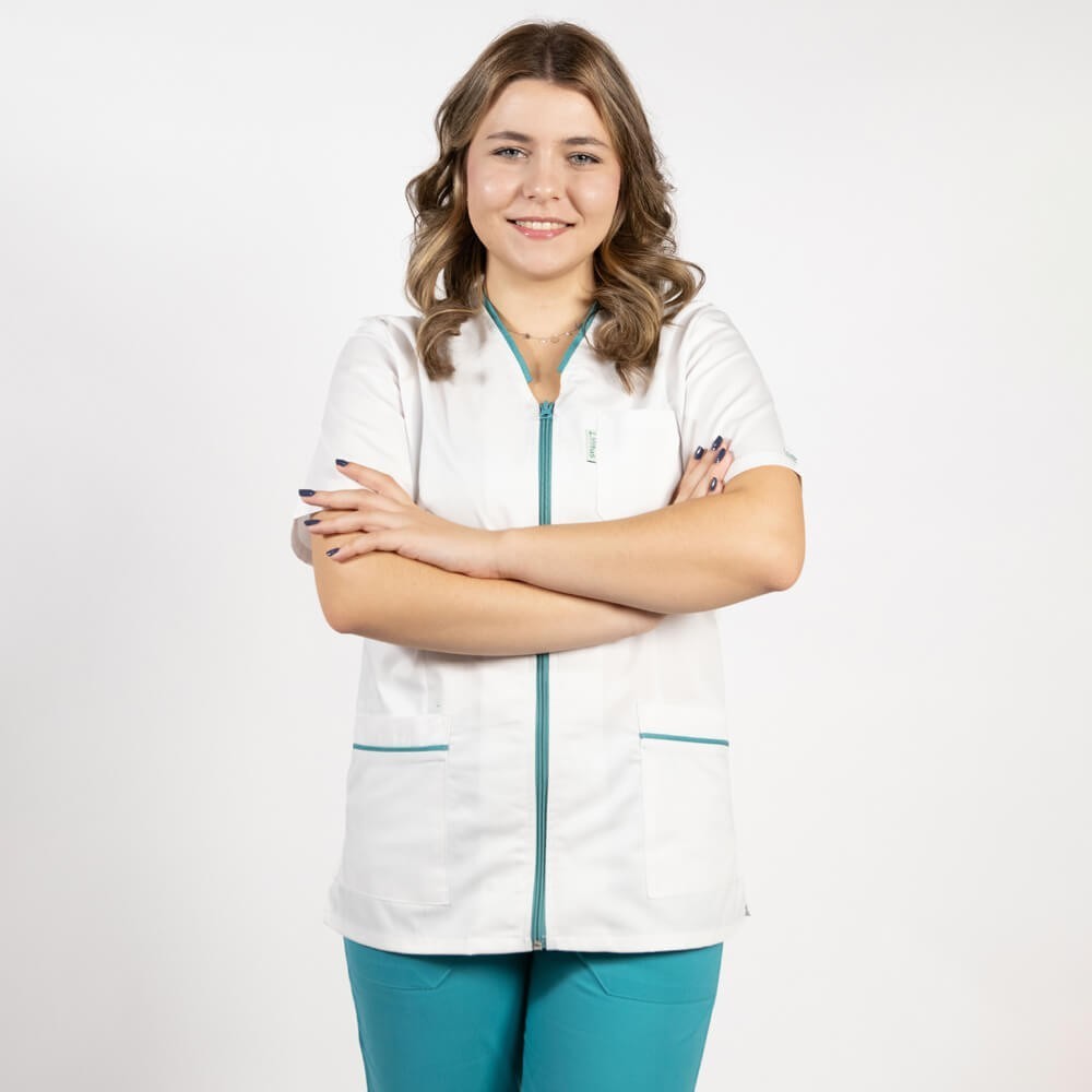 Bluza in V cu fermoar