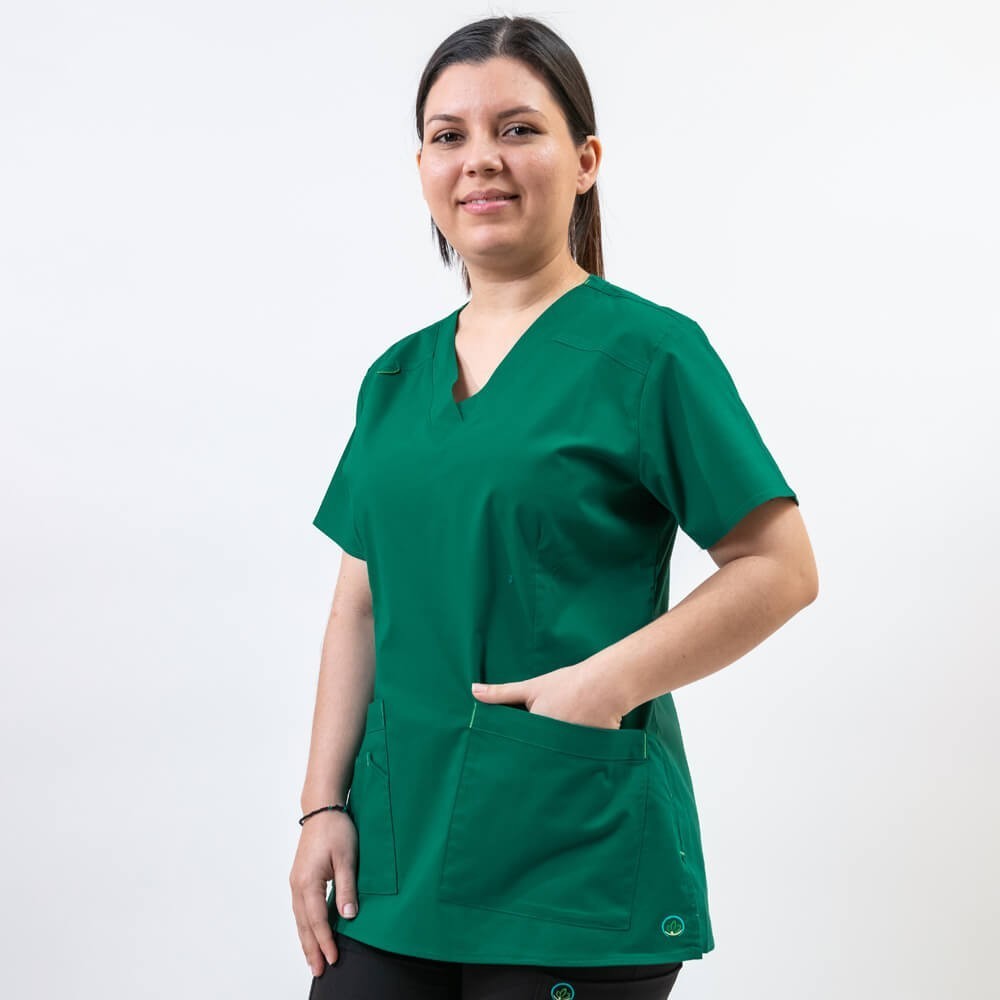 Costum medical Lotus Flex, stretch, verde hunter/negru, CVC-NP1 TS-SP4