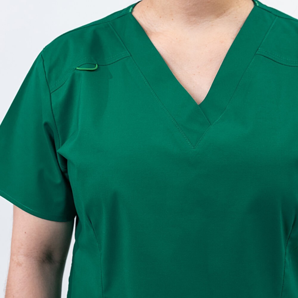 Costum medical Lotus Flex, stretch, verde hunter/negru, CVC-NP1 TS-SP4