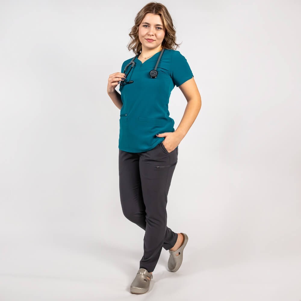 Costum medical Lotus Flex, stretch, turcoaz inchis/gri, TS-NP10 TS-SP3