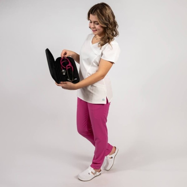 Costum medical Lotus Flex, stretch, alb/fucsia orhidee, TRS-NP13 TS-SP3