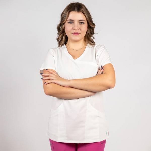 Costum medical Lotus Flex, stretch, alb/fucsia orhidee, TRS-NP13 TS-SP3