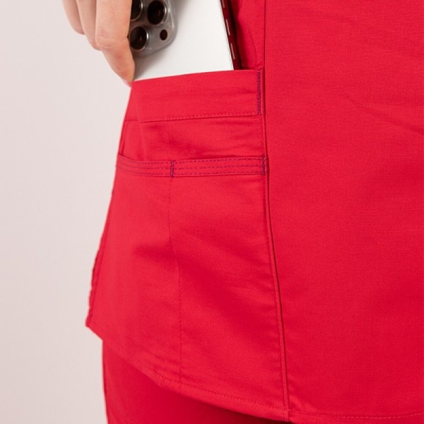 Bluza medicala Lotus Flex, stretch, rosu, CVC-NP4