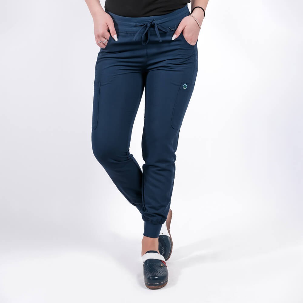 Costum medical cu bluza imprimata Lotus, guler in V, Geometry Fun, TRS-SP4-V3