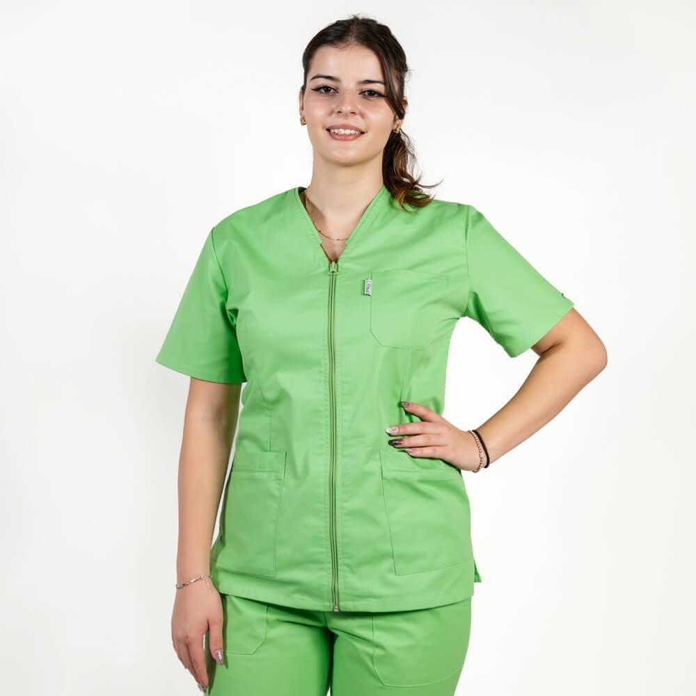 Costum Lotus 1, bluza cu fermoar, pantaloni cu elastic in talie si manseta, verde island