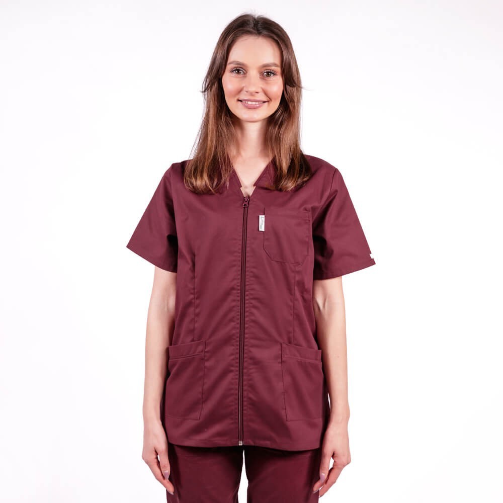 Costum Lotus 1, bluza cu fermoar, pantaloni cu elastic in talie si manseta, visiniu