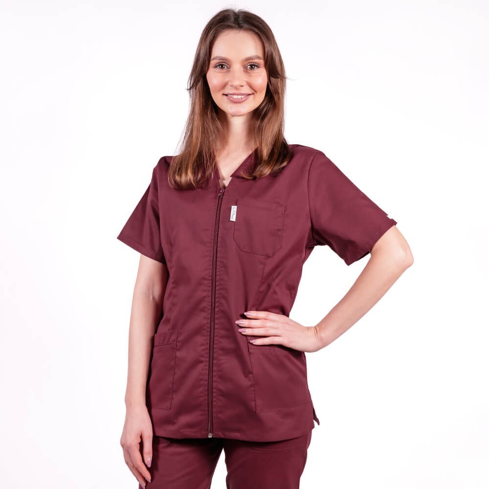 Costum Lotus 1, bluza cu fermoar, pantaloni cu elastic in talie si manseta, visiniu