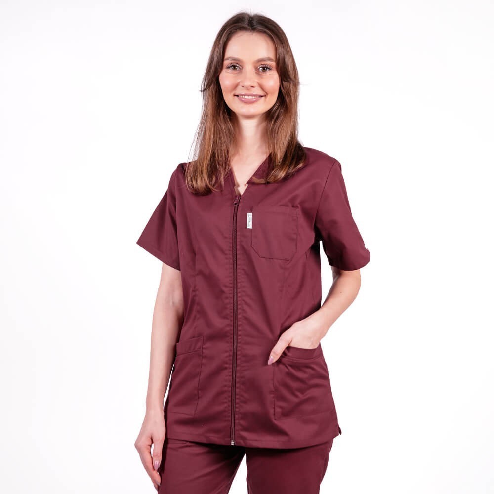 Costum Lotus 1, bluza cu fermoar, pantaloni cu elastic in talie si manseta, visiniu