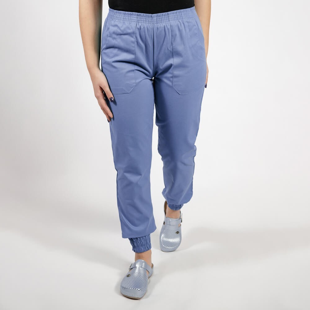 Costum Lotus 2, bluza kimono, pantaloni cu elastic in talie si manseta, albastru ciel