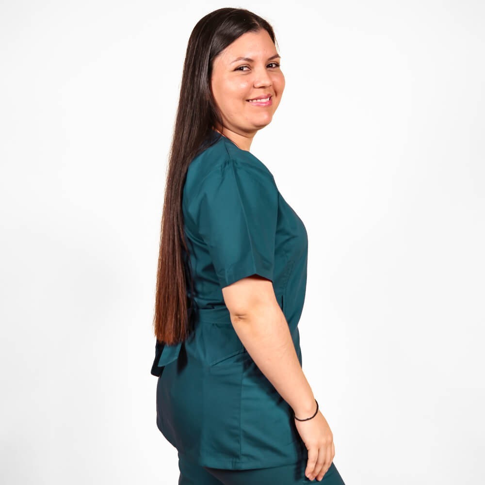 Costum Lotus 2, bluza kimono, pantaloni cu elastic in talie si manseta, turcoaz inchis